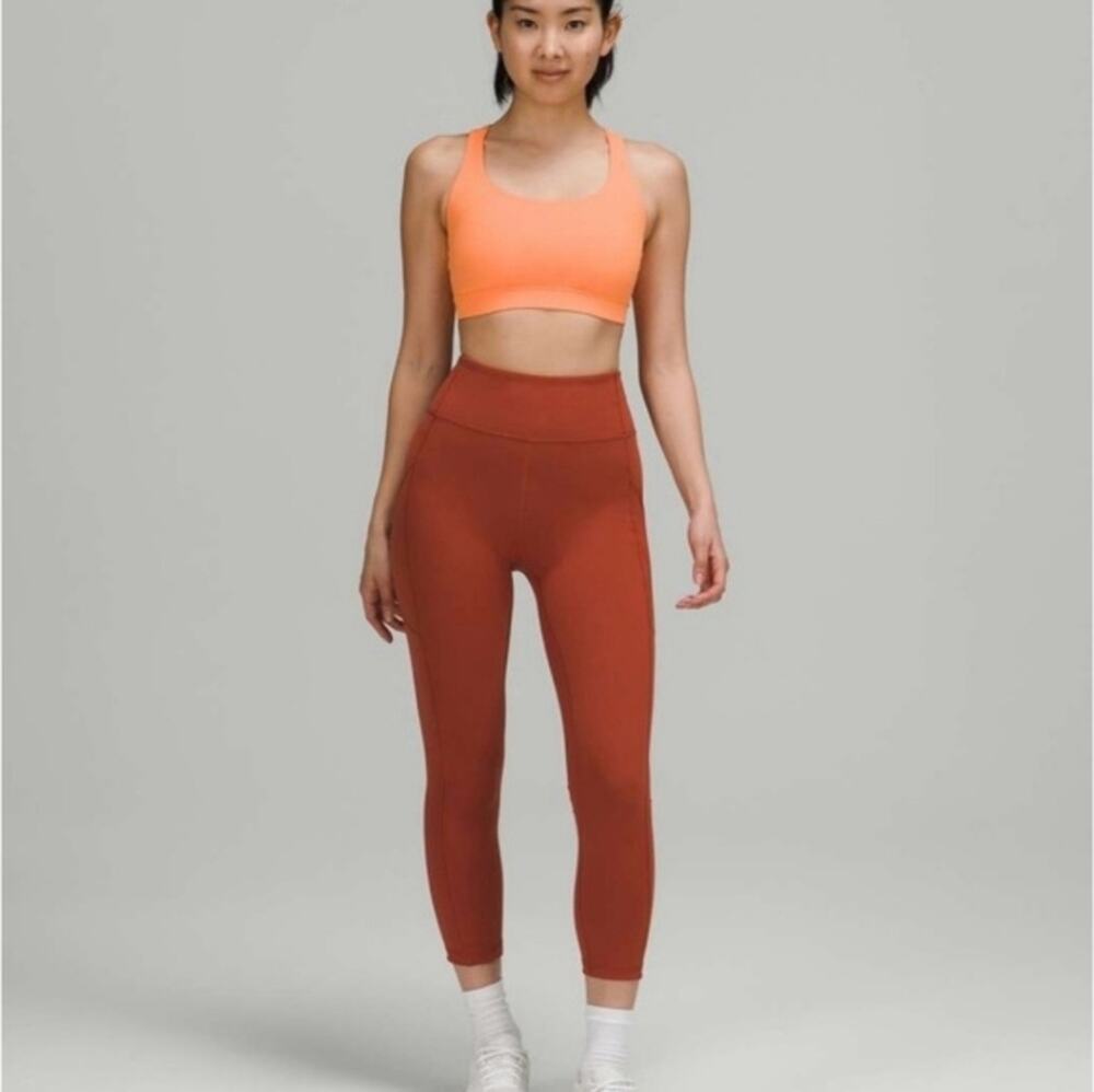 Lululemon Invigorate High Rise Crop Leggings Terracotta Size 16